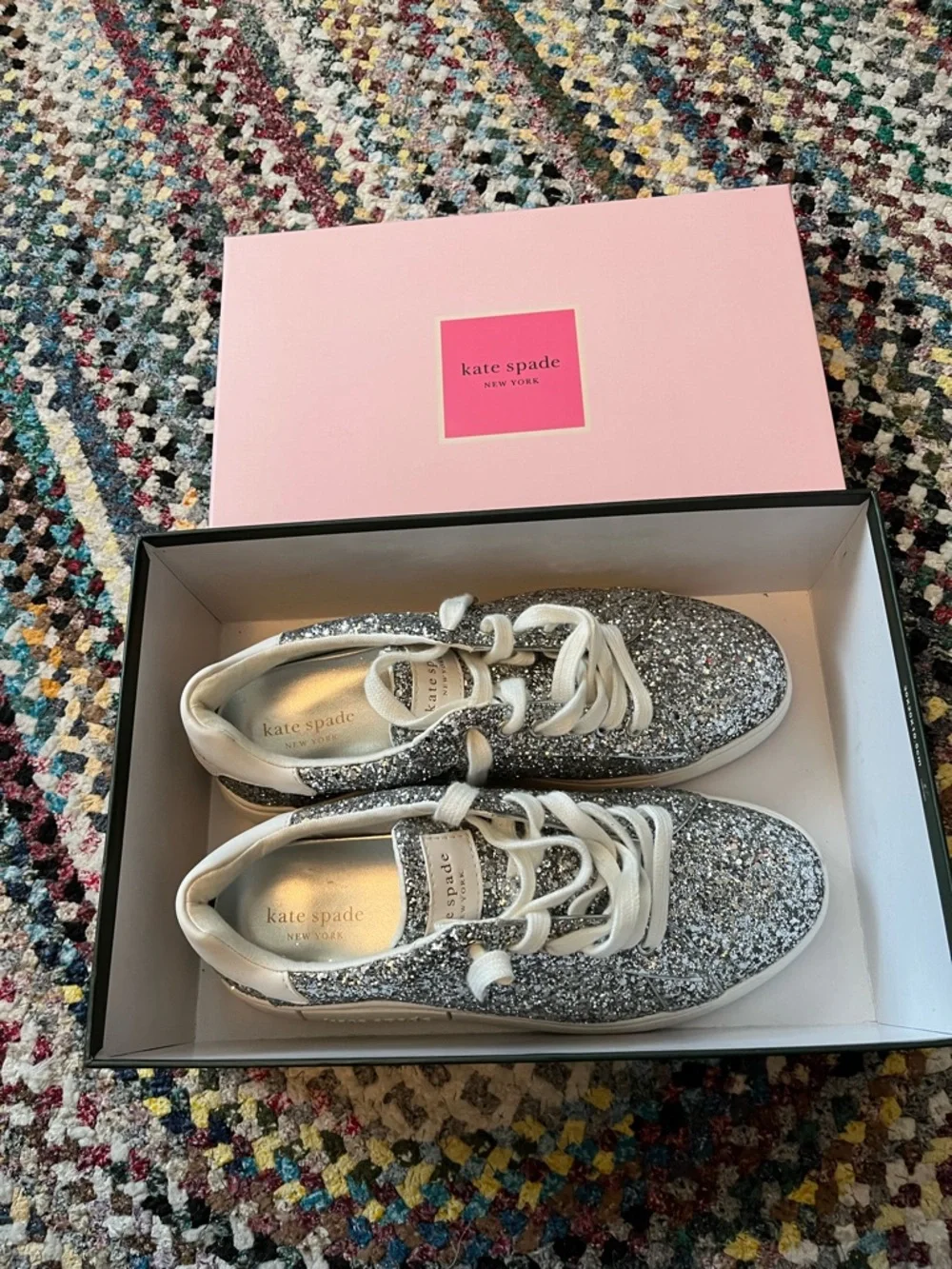kate spade Silver Glitter Platform Sneakers - Picture 9 of 9